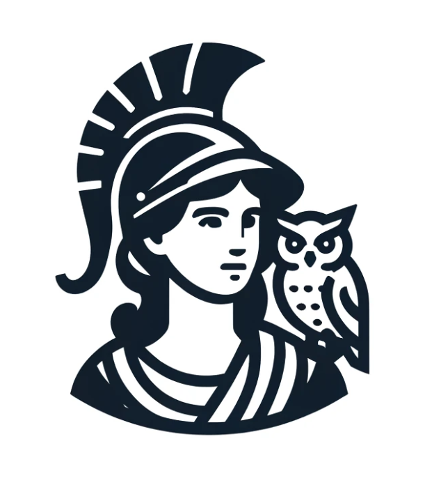 Athena: La diosa griega de la sabiduría y la justicia, simbolizando el mérito y la igualdad de oportunidades. Con un casco y un búho, simbolizando la sabiduría y el mérito